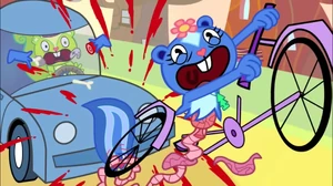 Nutty runs over Petunia with Cuddles' car