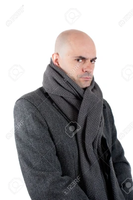17213586-Serious-and-angry-bald-man-wearing-tweed-coat-and-scarf-Looking-at-camera-Isolated--Stock-Photo