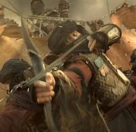 Haradrim archer fighting from atop a Mûmakil and taking aim.