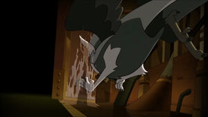 Belos teleports away from Eda when she tried to attack him in rage...