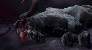 Kazar lets out weak pained groans.