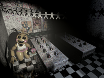 Toy Chica about to enter the vent.