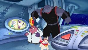 Jumba at the mercy of Hamsterviel and Gantu.