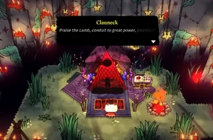 The Lamb choosing between two tarot cards.