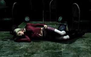 Maria lying down on Heaven's Night stage.