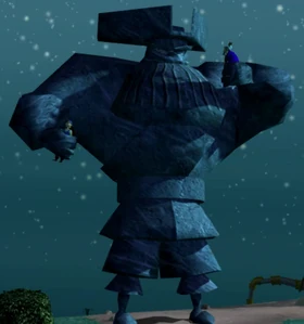 LeChuck as a giant living statue of himself.