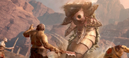 Uruks facing a Were-wyrm in Middle-earth: Shadow of War