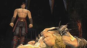 Goro defeated by Liu Kang.