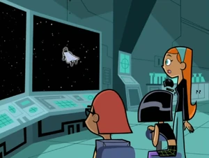 Sam Tucker and Jazz watch Vlad fly off into space.