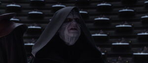 Darth Sidious senses Lord Vader is in danger.