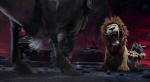 Samson roars even louder, the force sending Kazar backwards