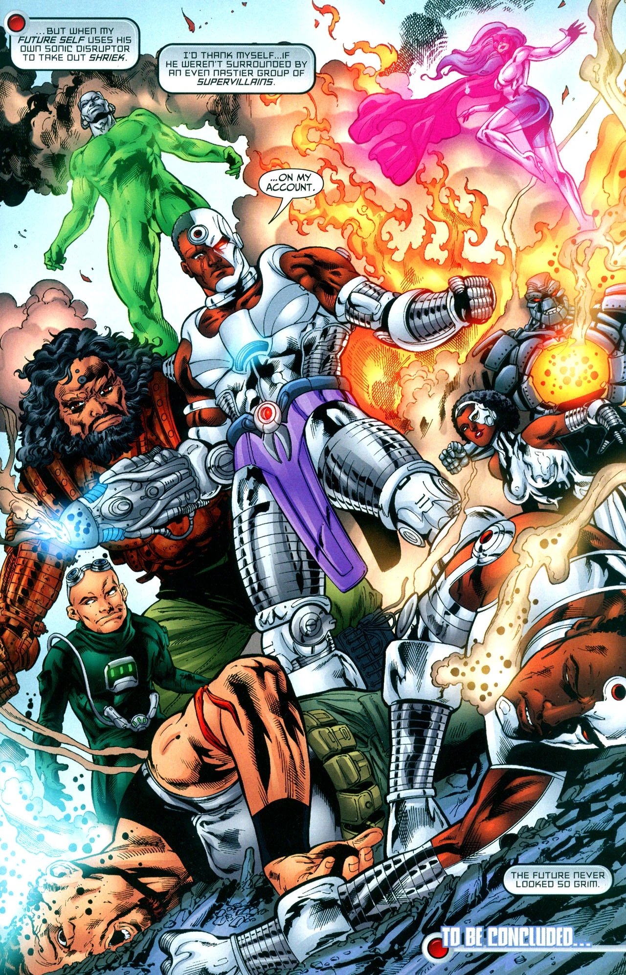 Shrapnel with other supervillains as part of the Cyborg Revenge Squad