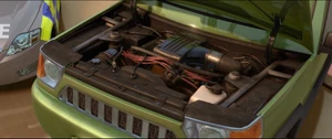 Axlerod’s engine exposed.