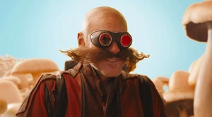 Dr. Robotnik strapping on his iconic goggles as he starts to trek around the Mushroom Planet