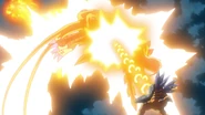 MetalGreymon defeating Tropiamon.