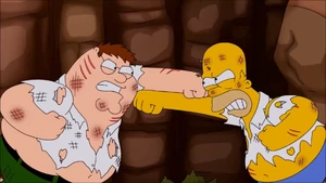 Peter and Homer punching each other's faces.