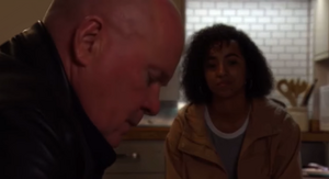 Phil Mitchell arguing with Denny's ex-girlfriend Jada Lennox.