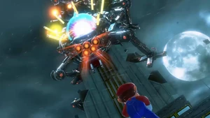 Mechawiggler charging at Mario.