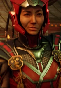 Sektor with her mask retracted.