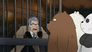 Trout demanding the Bears to let him out in a fit of rage as he hypocritically claims that this is not nature for bears, as the Bears glare at him.