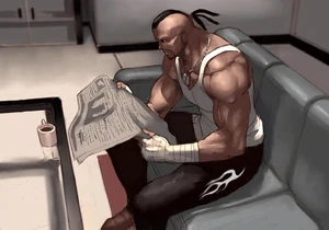 Bruce reads that Kazuya Mishima is alive, in his Tekken 5 prologue.