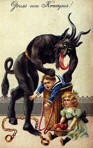 A greeting card featuring Krampus.