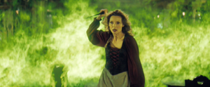 The Witch Queen is shocked when she sees Tristan put out a Babylon candle and begins to light it.