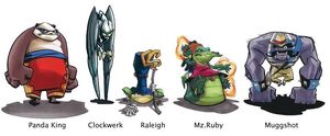 Concept art of Clockwerk alongside the other members of the Fiendish Five.