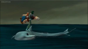 The Lady taking Popeye as if he were an object.