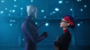 Hawk Moth about to akumatize Nathalie.