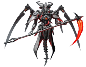 Render of the concept artwork of the more mechanical Khan Maykr during story development.