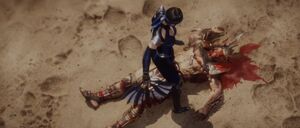 Shao Kahn defeated by Kitana.