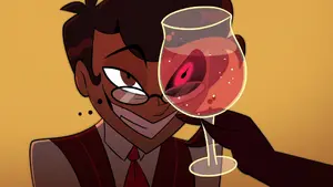 Alastor with a demon eye, foreshadowing his true nature.