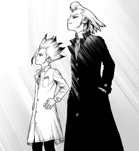 Xeno and Senku standing by each other.