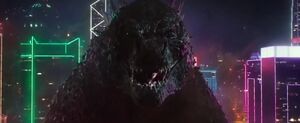 Godzilla smirking during the second round against Kong in Godzilla vs. Kong.