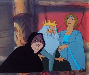 Grima the Wormtongue, King Theoden and Eowyn in the Golden Hall 3 cel 