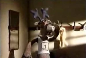 Blitzen taking a drug to enhance his performance in The Reindeer Games.