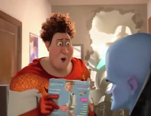 Tighten telling Megamind the reason he took a superhero gig.