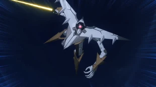 A Bandersnatch attacking with a laser sword.