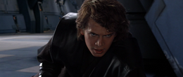 Skywalker angered when Dooku knocks his master unconscious.