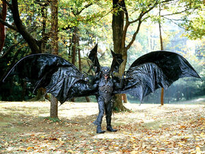 Bat Man extending his wings.