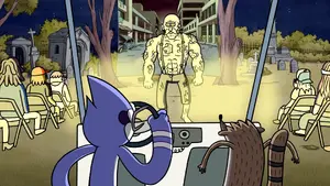 Howard Fightington faces Mordecai and Rigby.