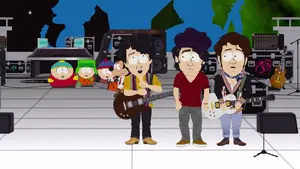 Mickey Mouse sees the Jonas Brothers.