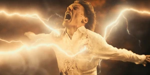 One being struck by lightning.