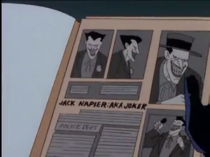 The Joker's profile in the animated series.