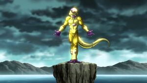 Frieza after transforming into his Golden Form.