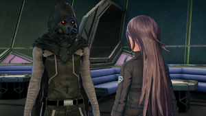 Death Gun approaching Kiriko in Fatal Bullet