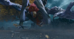 Lord Redmane hitting Kongwen and black armor