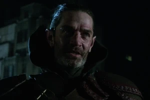 Azrael reveals his face to Nathaniel Barnes, later Jim Gordon.