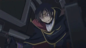 Lelouch laughing maniacally after discovering that his best friend Suzaku is the pilot of the Lancelot.